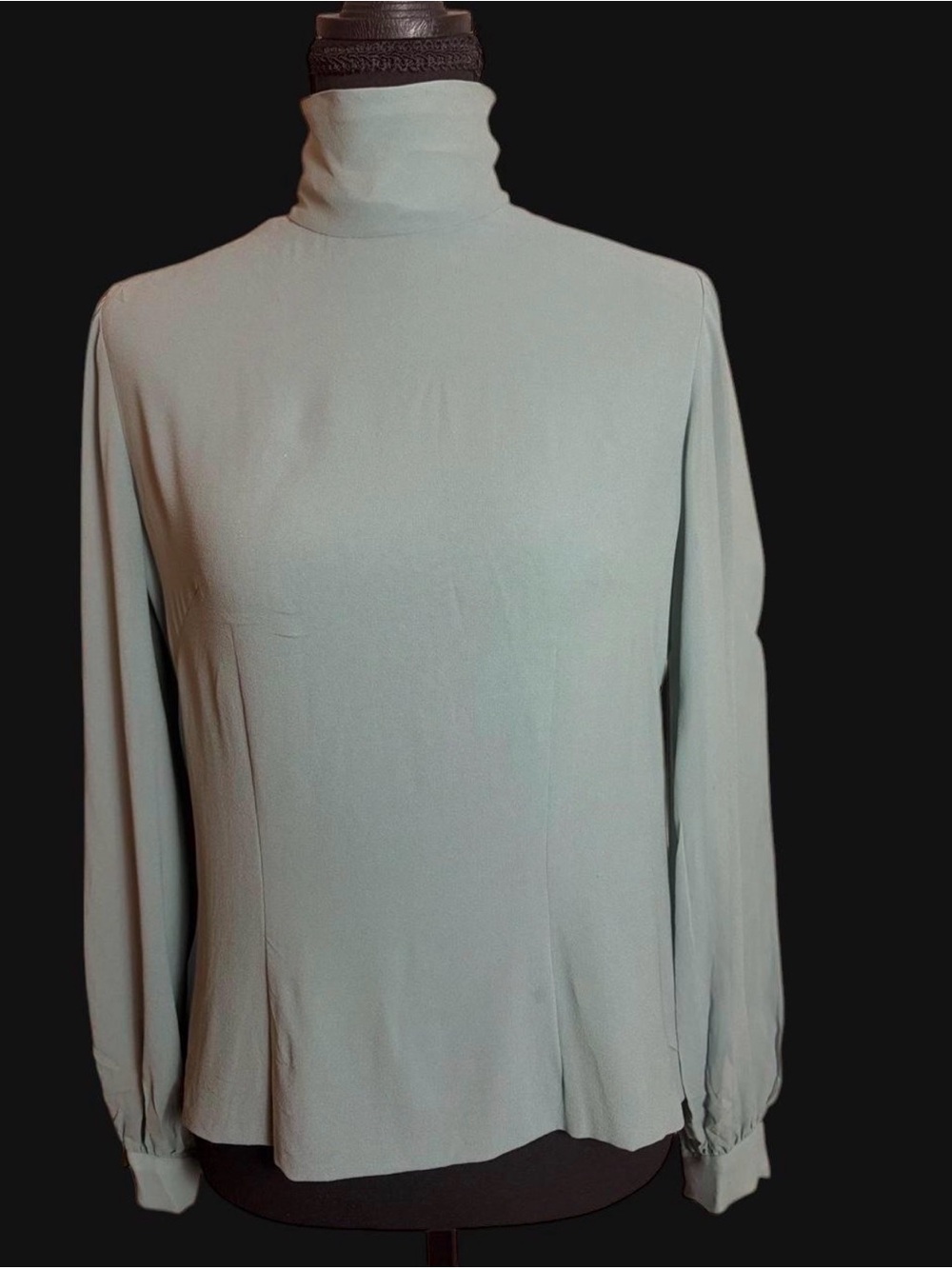 Vintage 70s Sage High Neck Blouse